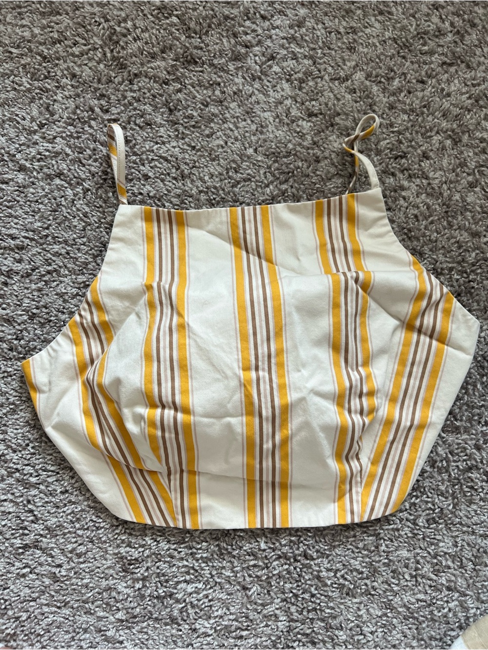 Abercrombie & Fitch Yellow, Cream & Brown Striped Spaghetti Strap Crop Top